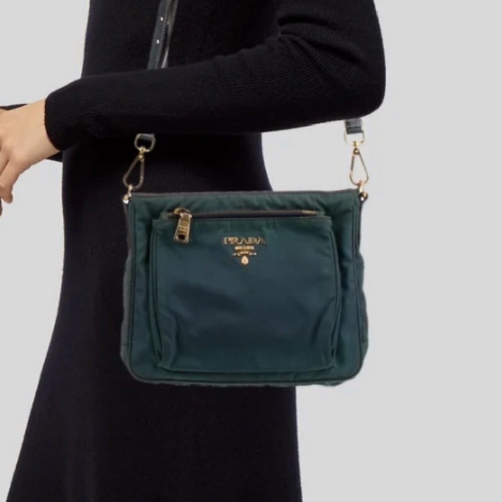 Prada Dark Teal and Gold Cross body